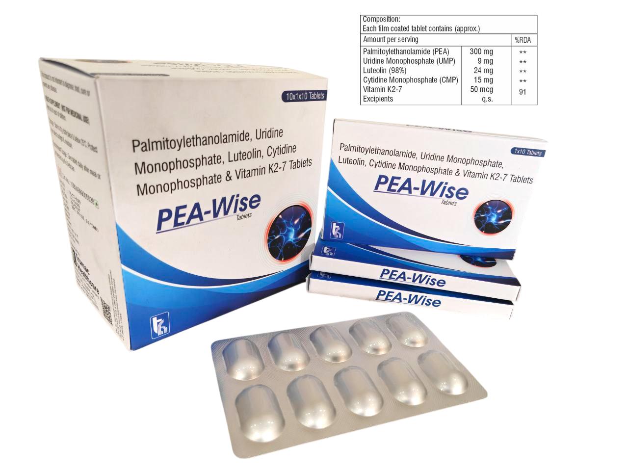 Pea-Wise Tablet — Palmitoylethanolamide 300 mg + Uridine Monophosphate from Trumac Healthcare PCD Pharma Franchise India