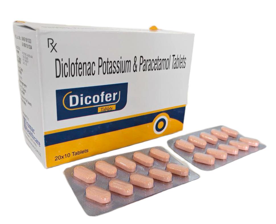 Dicofer-SP Tablet — Diclofenac 50 mg + Paracetamol 325 mg + Serratiopeptidase 10 mg from Trumac Healthcare PCD Pharma Franchise India