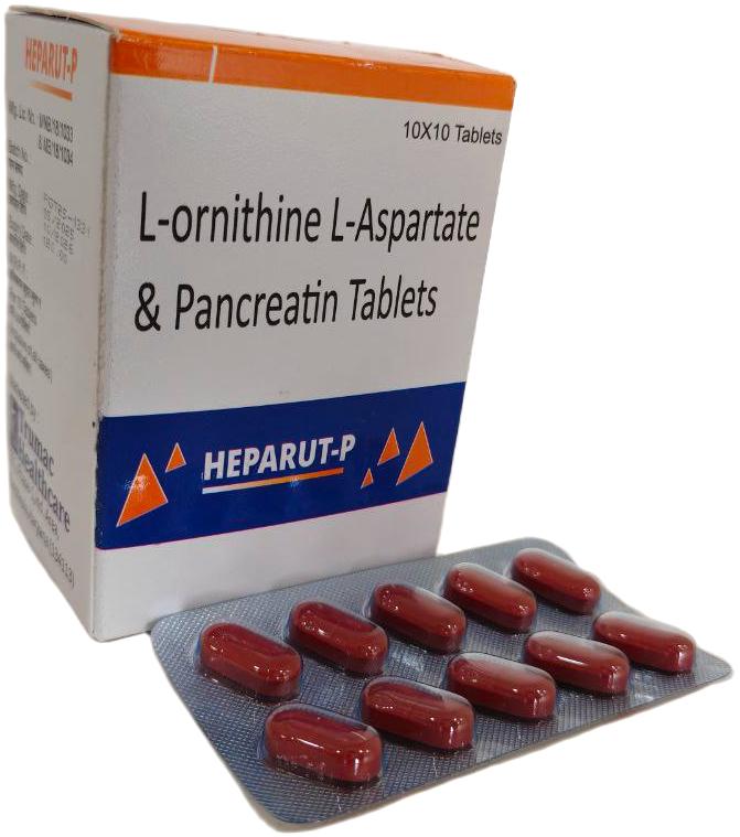 Heparut-P Tablet — L-Ornithine L-Aspartate 150 mg + Pancreatin from Trumac Healthcare PCD Pharma Franchise India