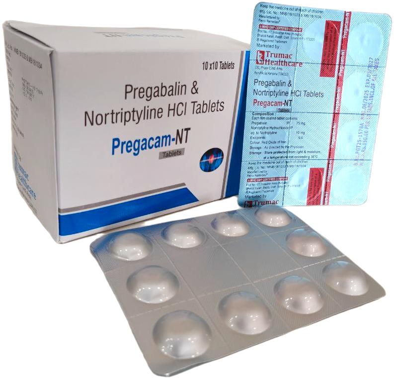 Pregacam-NT 75/10 Capsule — Pregabalin 75 mg + Nortriptyline 10 mg from Trumac Healthcare PCD Pharma Franchise India