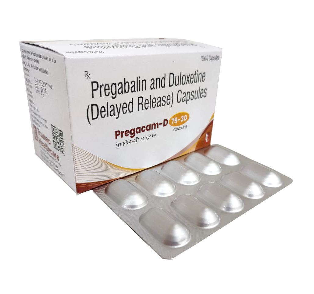 Pregacam-D 75/30 Capsule — Pregabalin 75 mg + Duloxetine 30 mg from Trumac Healthcare PCD Pharma Franchise India