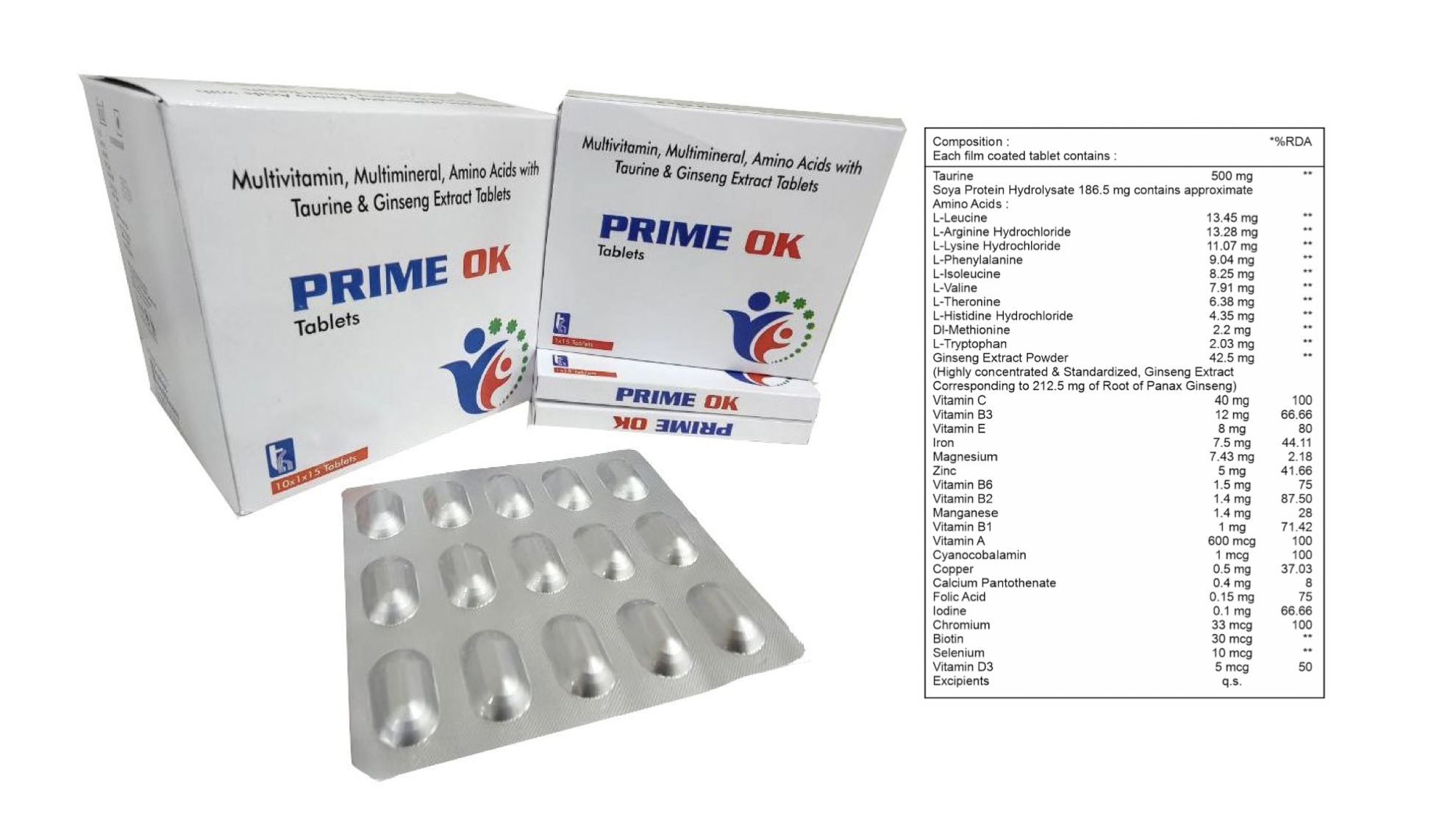 Prime-OK Tablet — Multivitamin + Multimineral + Amino Acids + Antioxidants from Trumac Healthcare PCD Pharma Franchise India