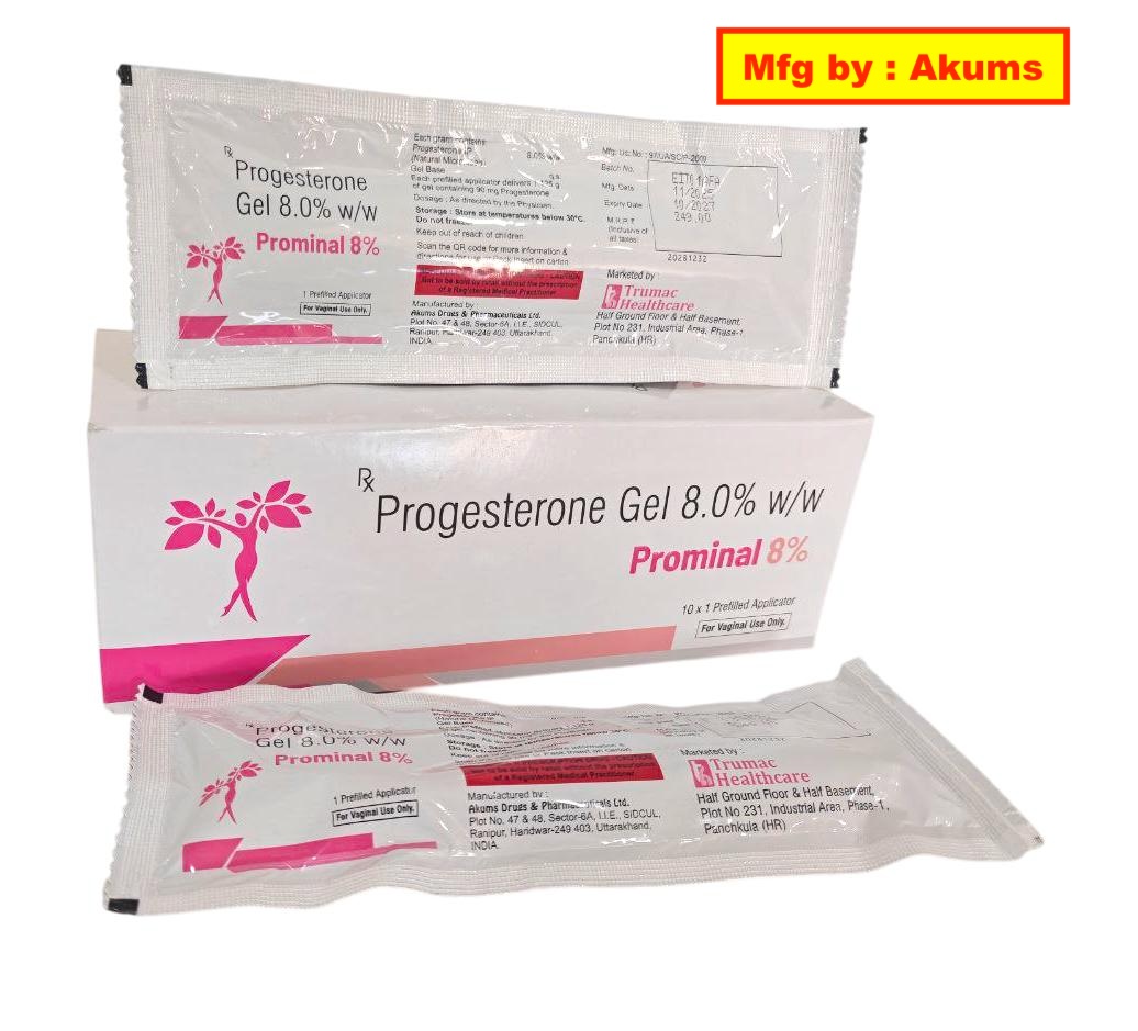 Prominal-8% Vaginal Gel (Akums) — Progesterone 8% Vaginal Gel from Trumac Healthcare PCD Pharma Franchise India