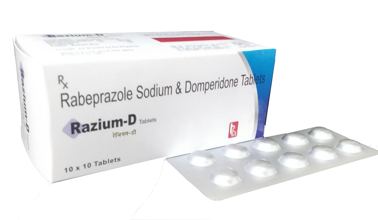 Razium-D Tablet — Rabeprazole 20 mg + Domperidone 10 mg from Trumac Healthcare PCD Pharma Franchise India