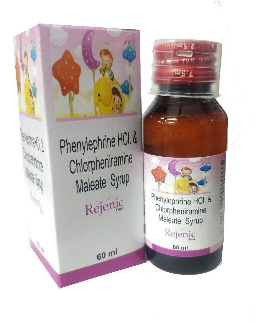 Rejenic Syrup — Phenylephrine Hydrochloride 5 mg + Chlorpheniramine Maleate 2 mg per 5 ml from Trumac Healthcare PCD Pharma Franchise India