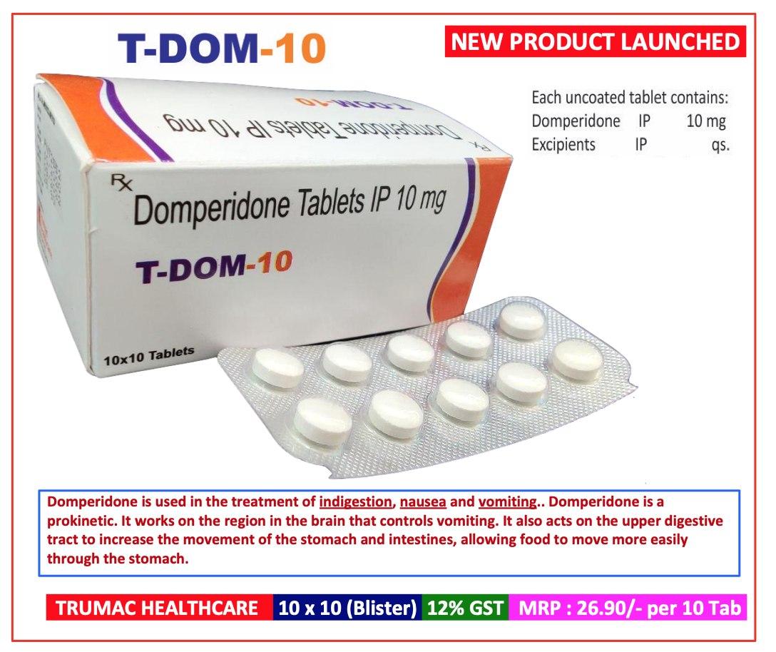 T-Dom-10 Tablet — Domperidone 10 mg from Trumac Healthcare PCD Pharma Franchise India