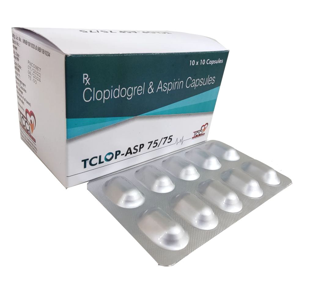 Tclop-ASP Capsule — Clopidogrel 75 mg + Aspirin 75 mg (Pellets) from Trumac Healthcare PCD Pharma Franchise India