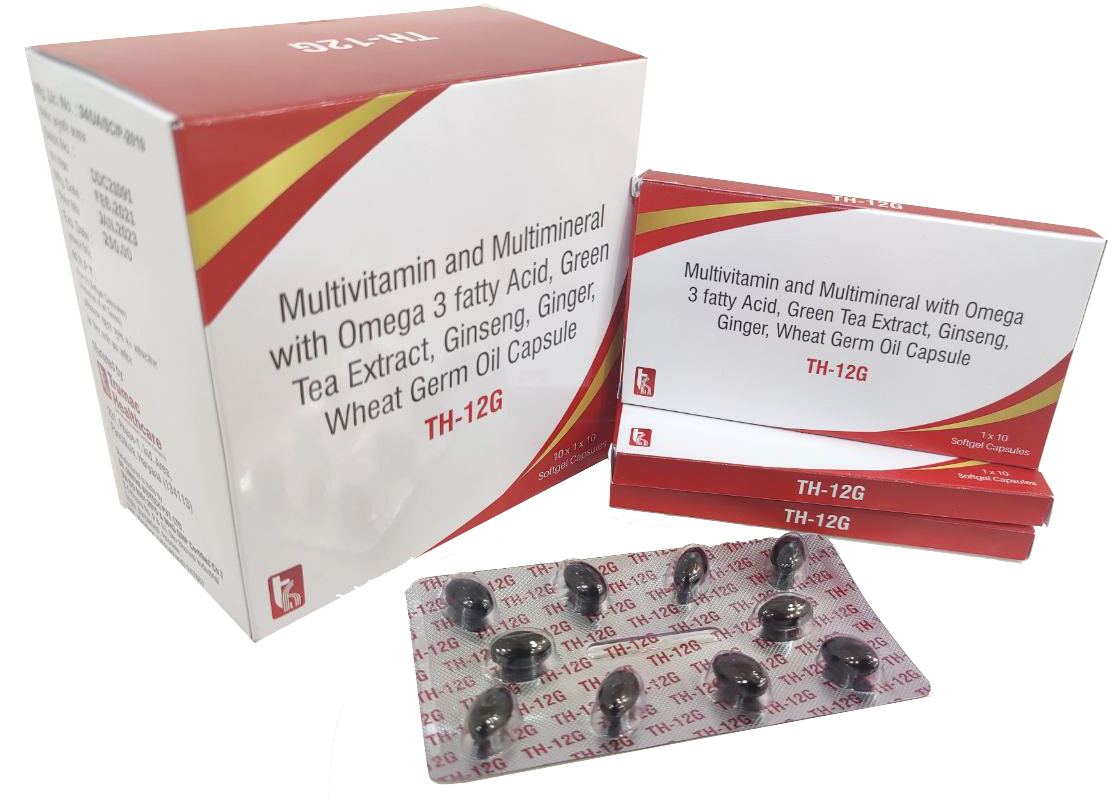 Green Tea, Ginkgo Biloba, Ginseng, Grape Seed, Ginger Root, Green Coffee, Guggul, Garlic Powder, Glycyrrhiza Glabra, Gulab, Green chirata, Giloy and other vitamins Softgel — manufactured by Trumac Healthcare