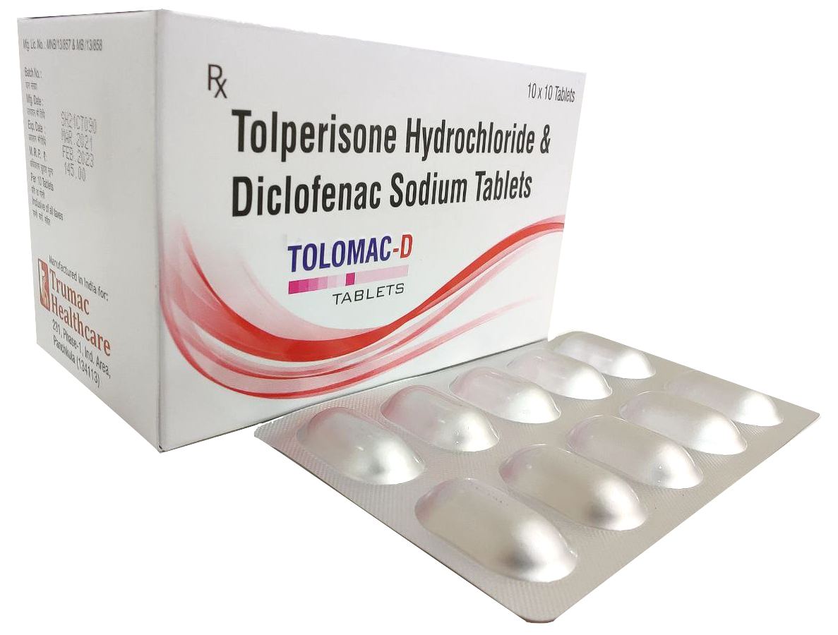 Tolomac-D Tablet — Tolperisone 150 mg + Diclofenac from Trumac Healthcare PCD Pharma Franchise India