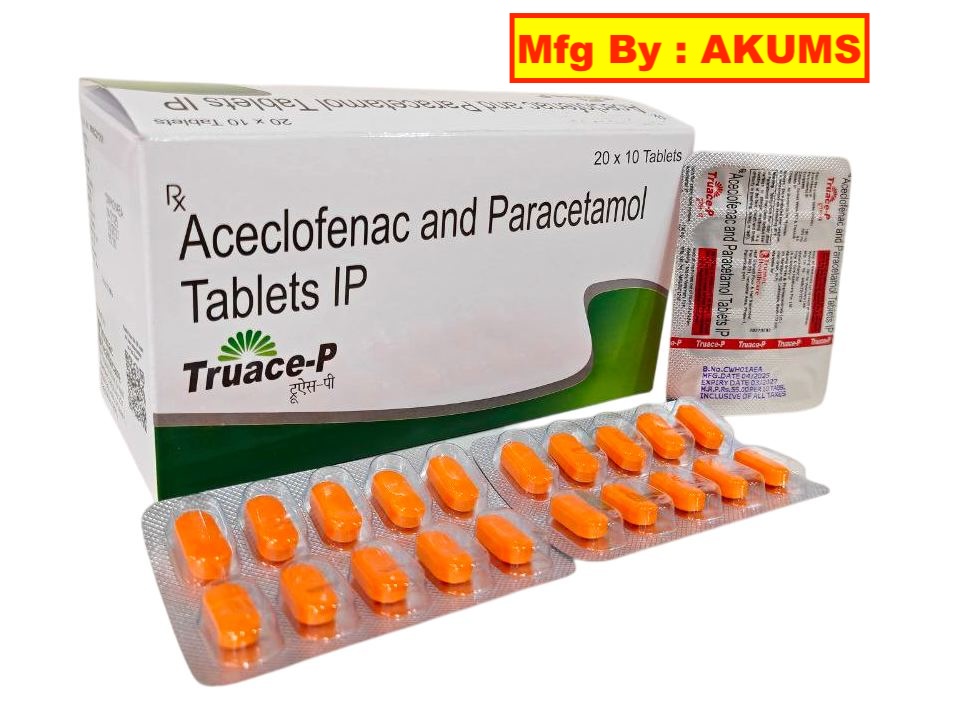 Truace-P (Blister) Akums — Aceclofenac 100 mg + Paracetamol 325 mg from Trumac Healthcare PCD Pharma Franchise India