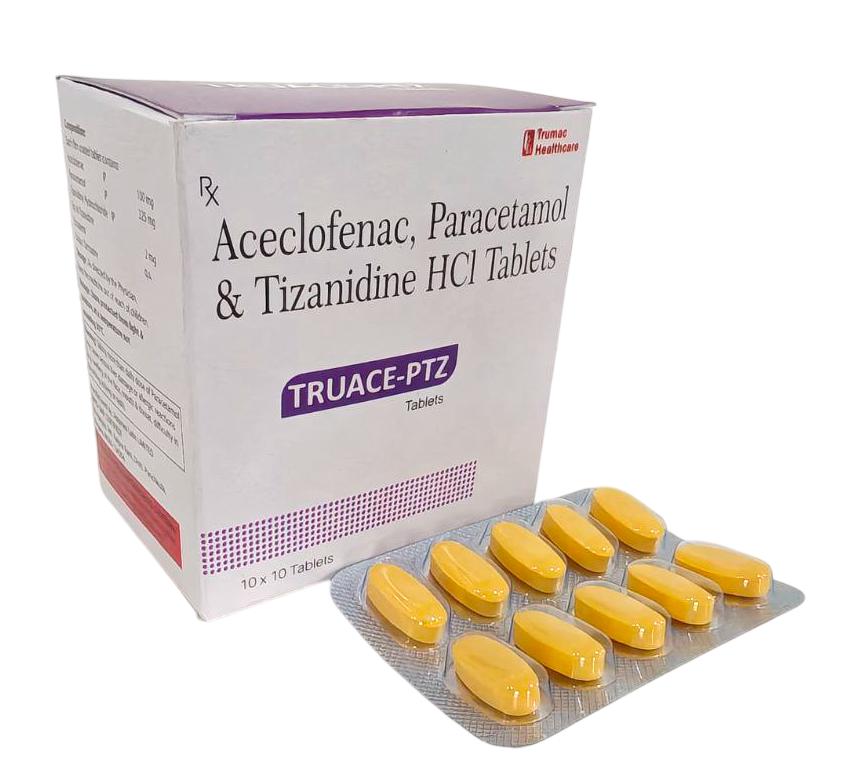 Aceclofenac (100 mg) + Paracetamol (325 mg) + Tizanidine (2 mg) Tablet — manufactured by Trumac Healthcare