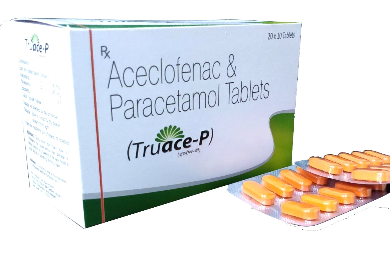 Truace-P Tablet (Blister) — Aceclofenac 100 mg + Paracetamol 325 mg from Trumac Healthcare PCD Pharma Franchise India
