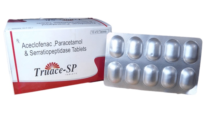 Truace-SP (Alu Alu) — Aceclofenac 100 mg + Paracetamol 325 mg + Serratiopeptidase 15 mg from Trumac Healthcare PCD Pharma Franchise India