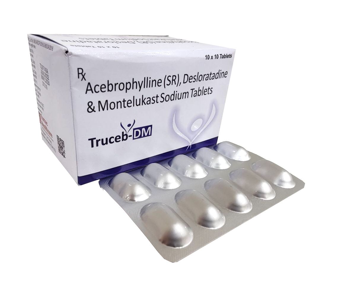 Truceb-DM Tablet — Acebrophylline 200 mg + Desloratadine 5 mg + Montelukast 10 mg from Trumac Healthcare PCD Pharma Franchise India