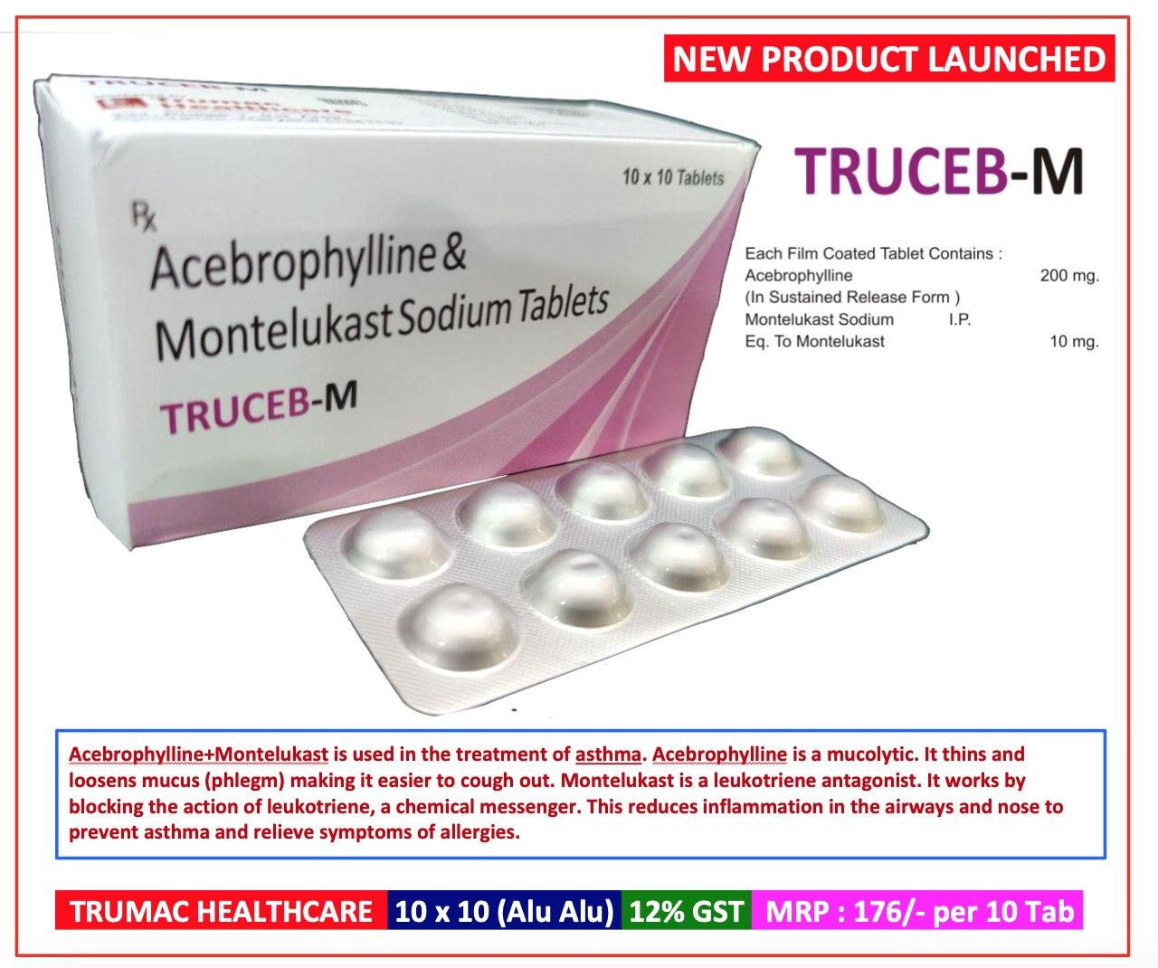 Acebrophylline 200 mg SR + Montelukast 10 mg Tablet — manufactured by Trumac Healthcare