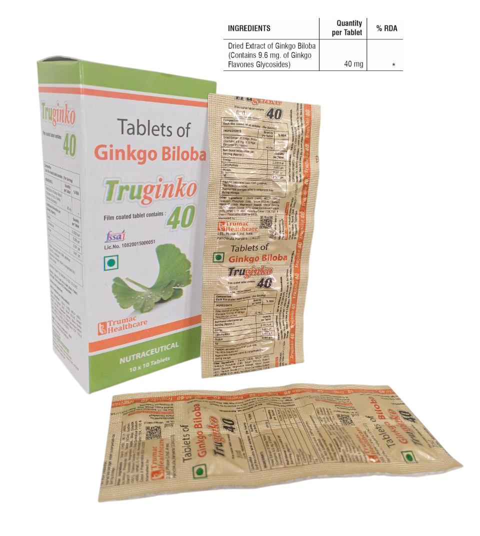 Ginkgo Biloba 40 mg Tab Tablet — manufactured by Trumac Healthcare