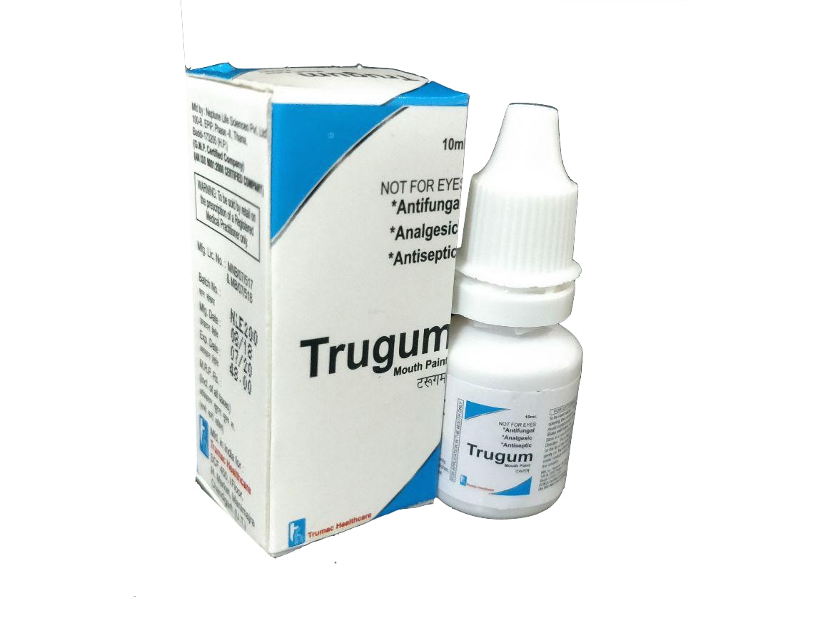 Trugum Mouth Paint — Clotrimazole 1% + Beclomethasone Dipropionate 0.025% + Choline Salicylate 9% + Benzalkonium Chloride 0.02% (Paan Flavour) from Trumac Healthcare PCD Pharma Franchise India