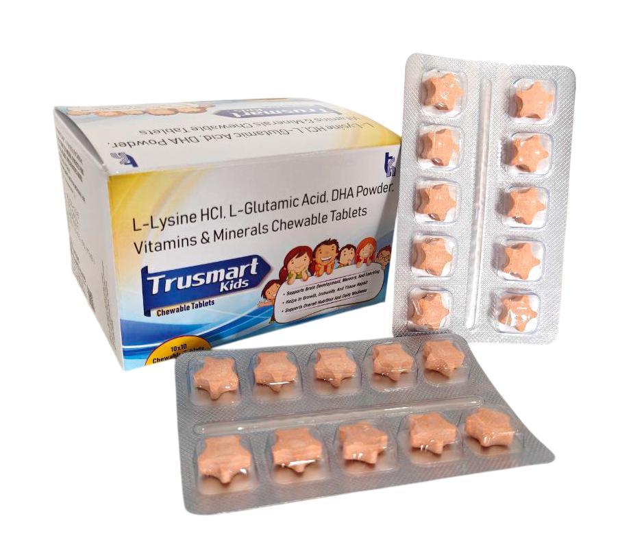 L-Lysine + L-Glutamic + DHA + Vitamins & Minerals (Star Shaped Chewable Tab) Tablet — manufactured by Trumac Healthcare