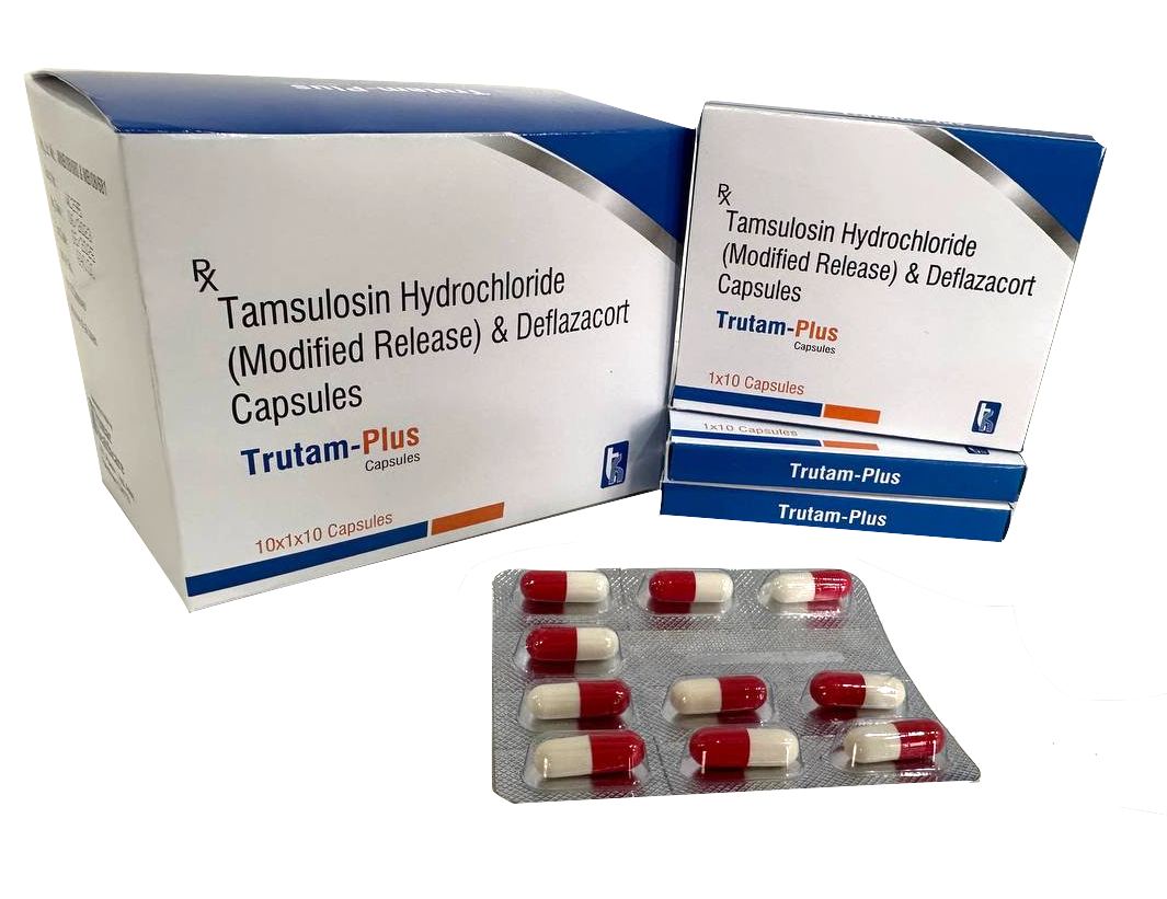 Trutam-Plus Tab-in-Cap — Tamsulosin HCl 0.4 mg + Deflazacort 30 mg (Tablet-in-Capsule) from Trumac Healthcare PCD Pharma Franchise India