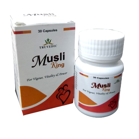 Promote Fertility, Increases Semen Count, Immunity Booster Each Capsule Contains: Safed Musli 250 mg + Ashwagandha 30 mg + Makaradhwaja 5 mg + Shilajit 20 mg + Saffron 10 mg + Swarnavanga 10 mg + Br Capsule — manufactured by Trumac Healthcare