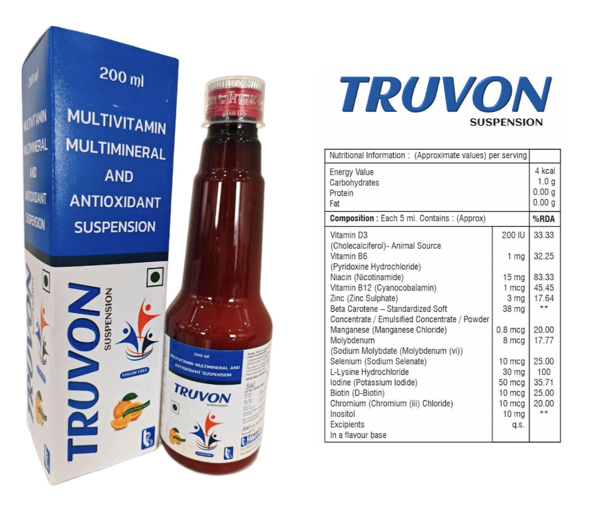 Multivitamin + Multimineral + Antioxidant Suspension (Same as Brand Leader Bevon Susp) Syrup — manufactured by Trumac Healthcare