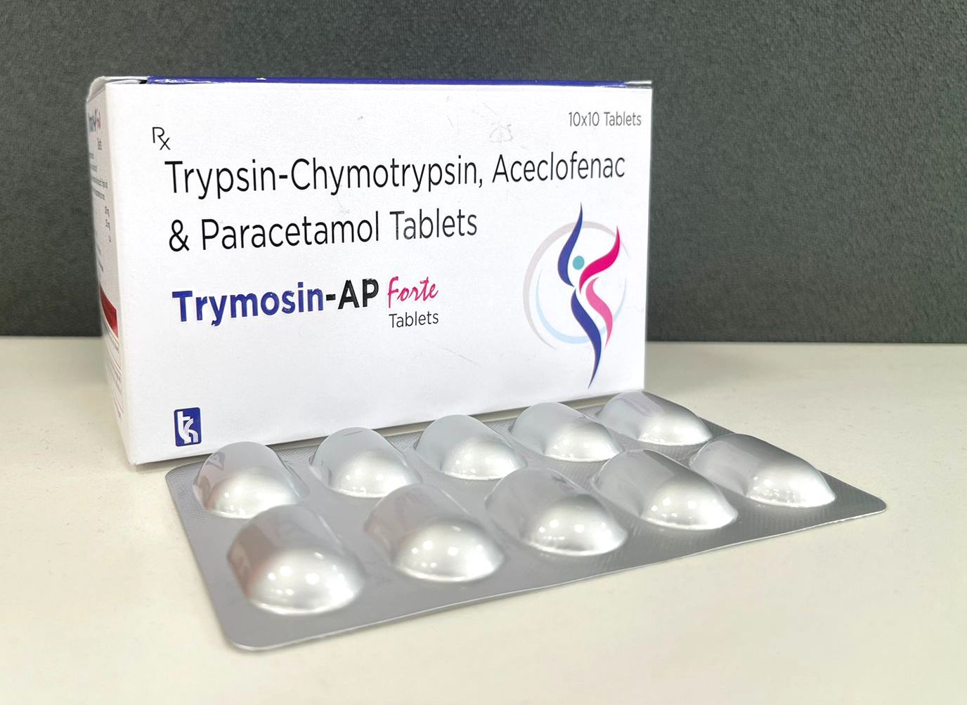 Trymosin-AP Forte Tablet — Aceclofenac 100 mg + Paracetamol 500 mg + Trypsin Chymotrypsin from Trumac Healthcare PCD Pharma Franchise India