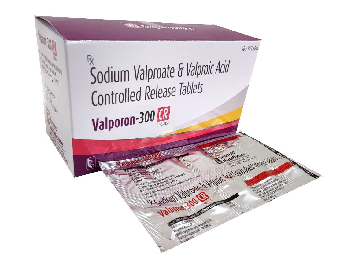 Valporon-300 CR Tablet — Sodium Valproate 200 mg + Valproic Acid 87 mg (Divalproex 300) from Trumac Healthcare PCD Pharma Franchise India