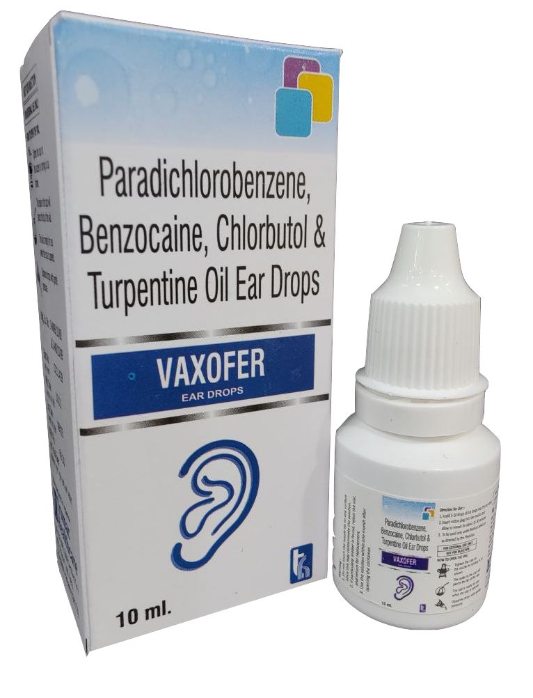 Paradichlorobenzene 2.0% benzocaine I.P. 2.7% chlorbutol I.P. 5.0% turpentine Oil B.P. 15.0% butylated Hydroxyanisole I.P. 0.05% (10 Ml) Ear Drops Ear Drops — manufactured by Trumac Healthcare