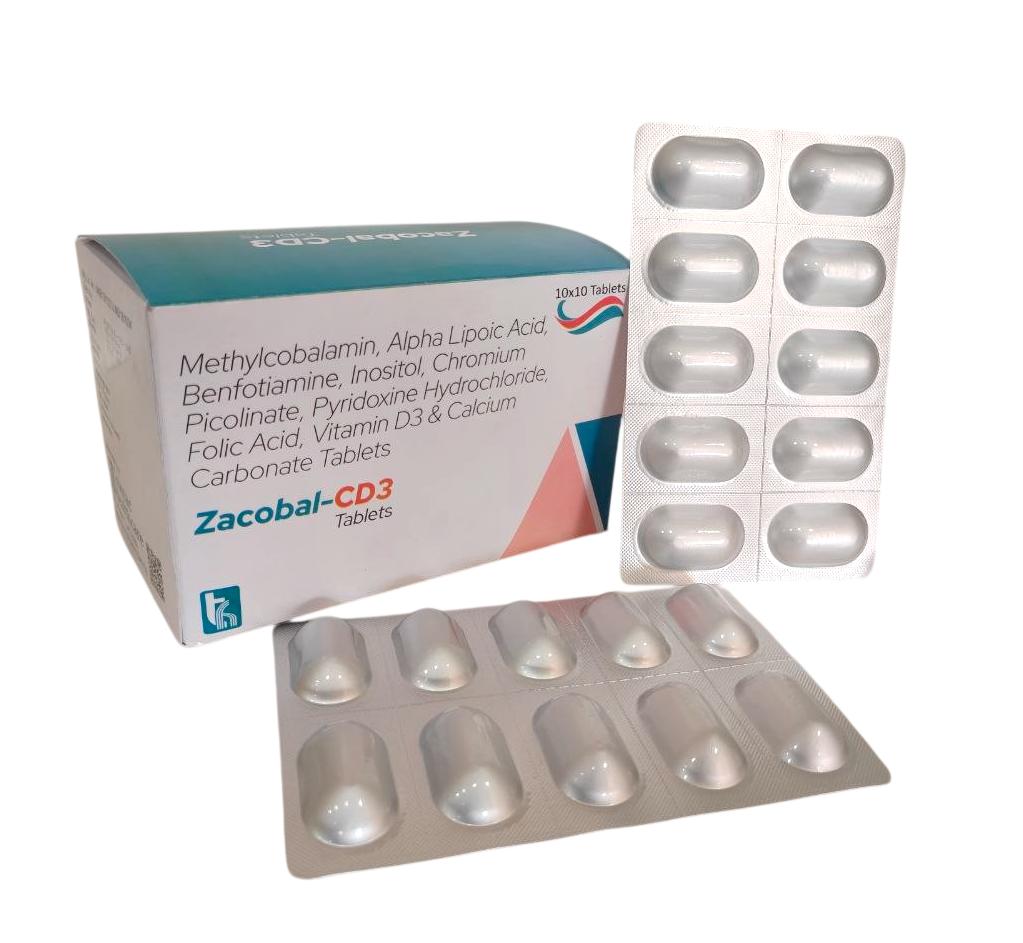 Zacobal-CD3 Tablet — ALA 100 mg + Benfotiamine 150 mg + Methylcobalamin 1500 mcg + Calcitriol from Trumac Healthcare PCD Pharma Franchise India