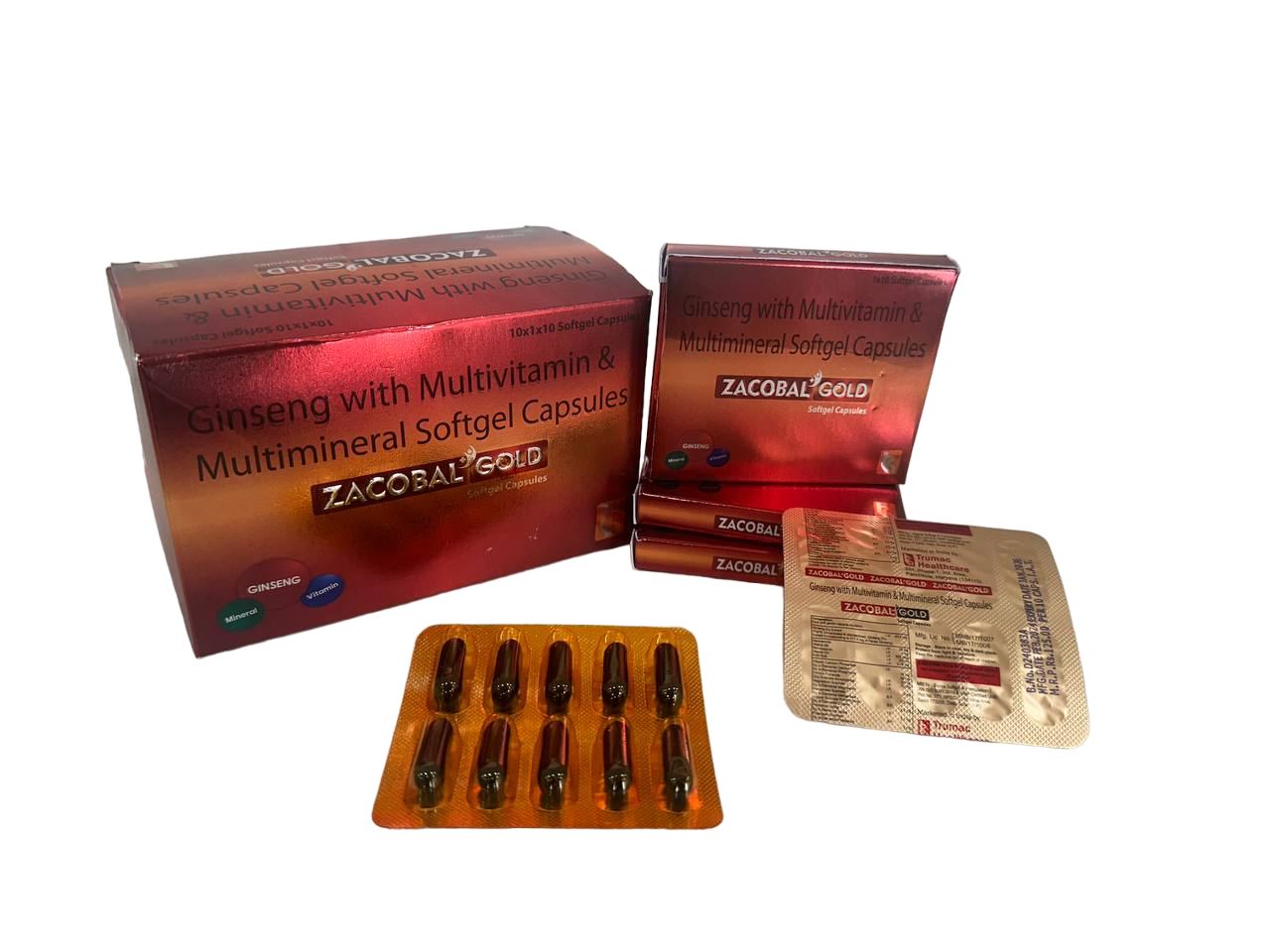 Zacobal-Gold Capsule — Ginseng Dry Ext 43.5 mg + Niacinamide + Methylcobalamin + Multivitamins from Trumac Healthcare PCD Pharma Franchise India