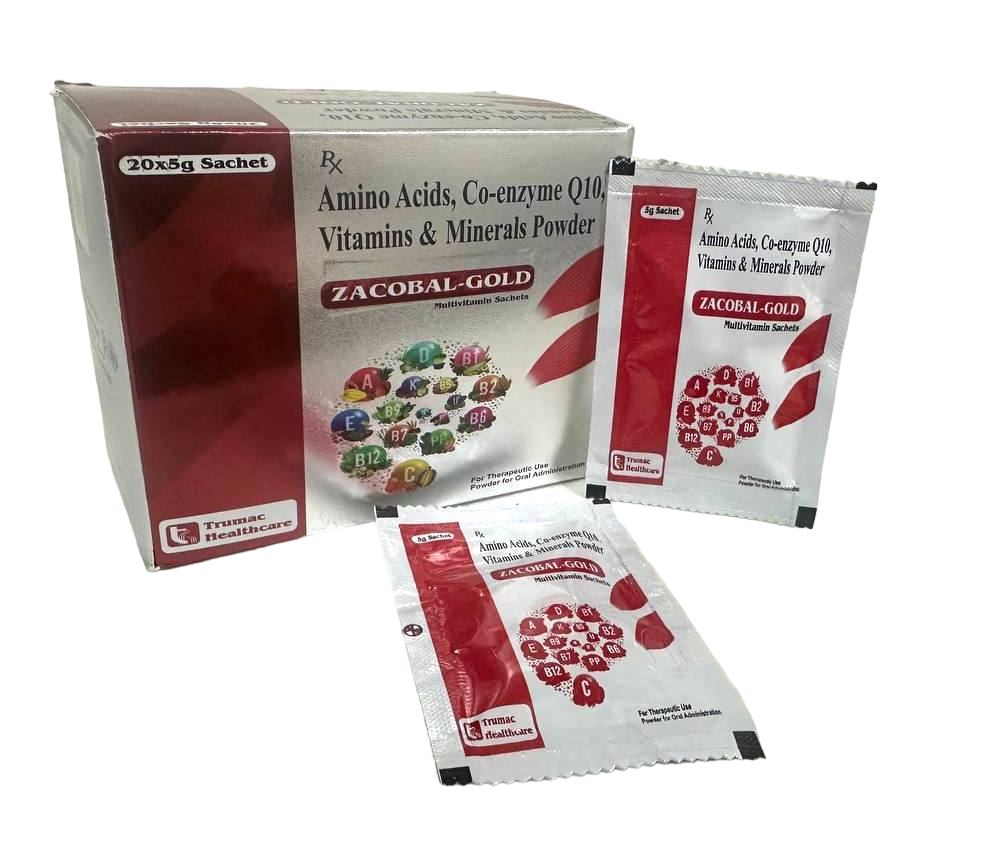 Zacobal-Gold Sachets — Lycopene 5000 mcg + Mecobalamin + Multivitamins from Trumac Healthcare PCD Pharma Franchise India