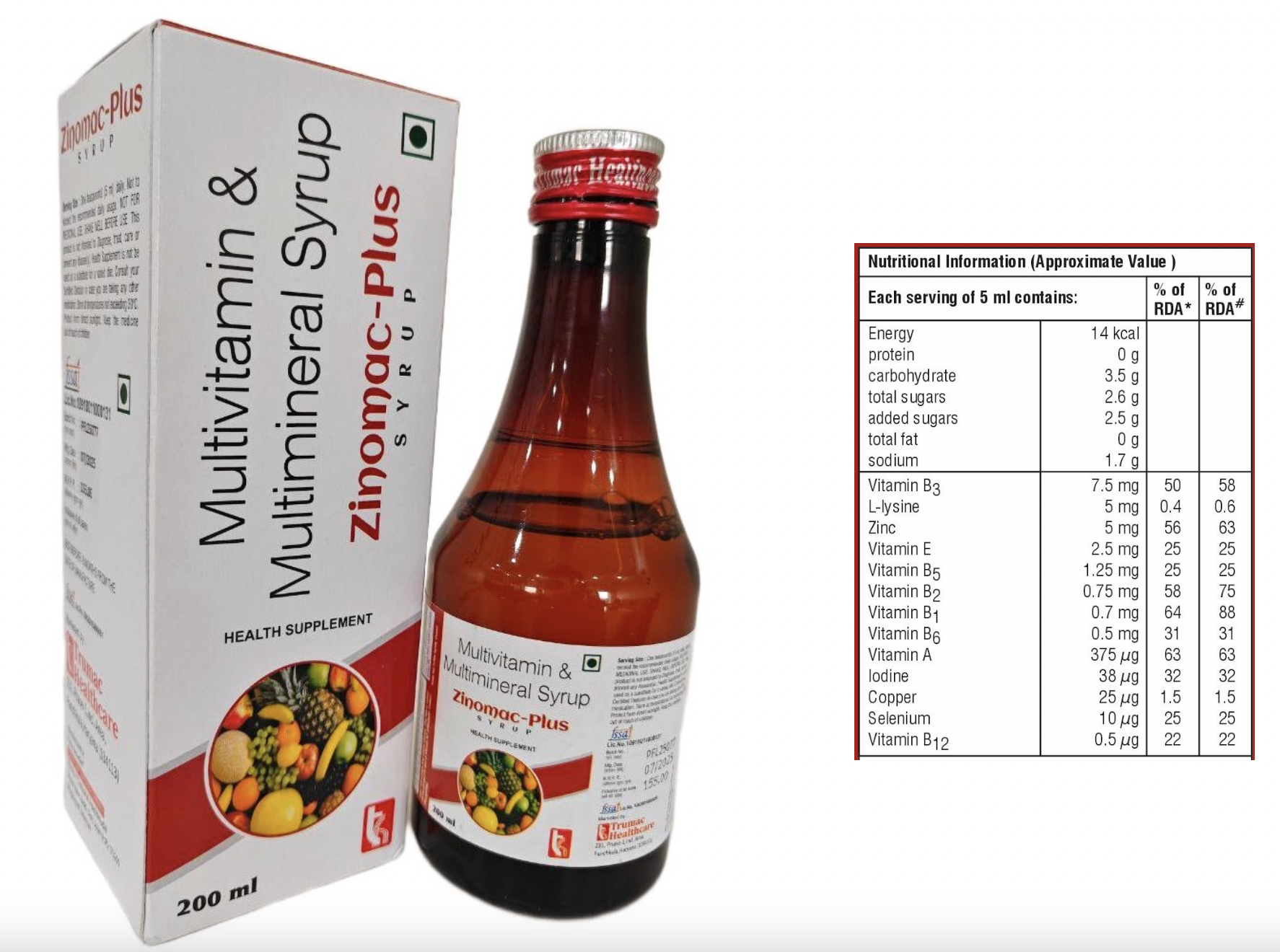 Multivitamin + Multimineral Syrup (Same as Brand Leader Zincovit Syp) Syrup — manufactured by Trumac Healthcare