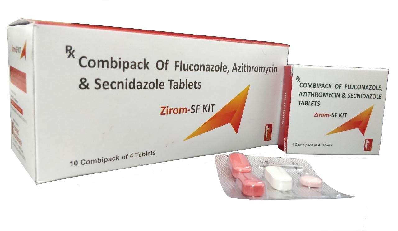 Zirom-SF Kit — Azithromycin 1000 mg (Single Dose) + Cefixime 400 mg (Single Dose) from Trumac Healthcare PCD Pharma Franchise India