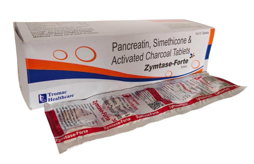 Zymtase-Forte Tablet — Higher-Strength Fungal Diastase + Pepsin + Charcoal from Trumac Healthcare PCD Pharma Franchise India