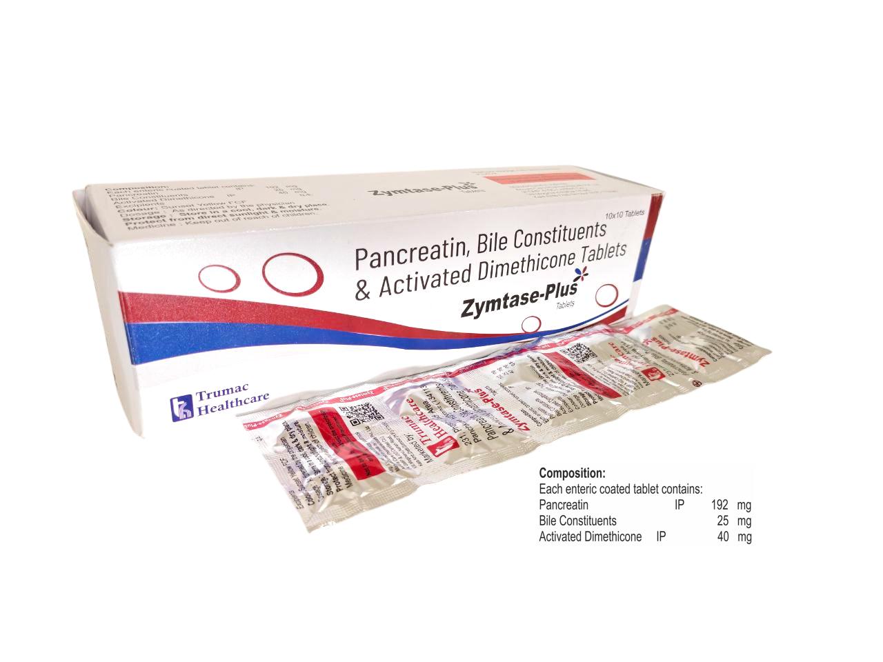 Zymtase-Plus Tablet — Alpha Galactosidase + Fungal Diastase + Pepsin + Lipase + Bromelain from Trumac Healthcare PCD Pharma Franchise India