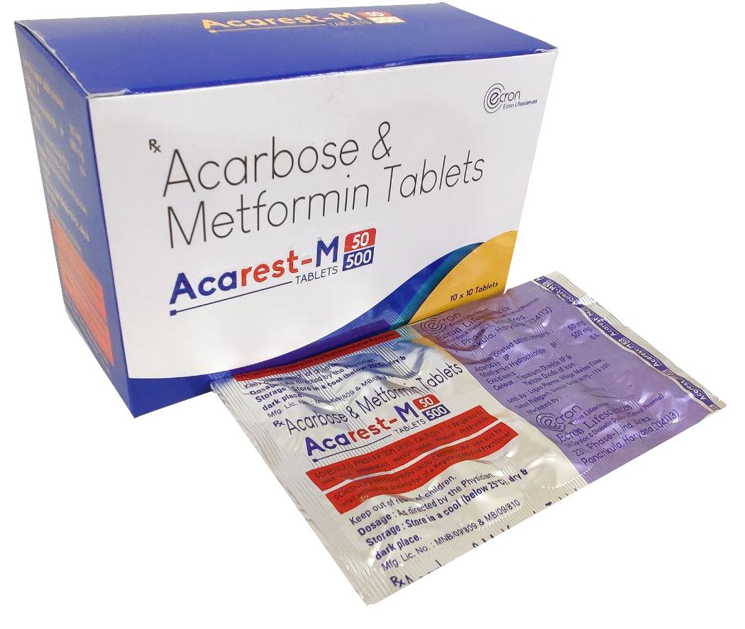 Acarest-M (50/500) Tablet — Acarbose 50 mg + Metformin 500 mg from Trumac Healthcare PCD Pharma Franchise India