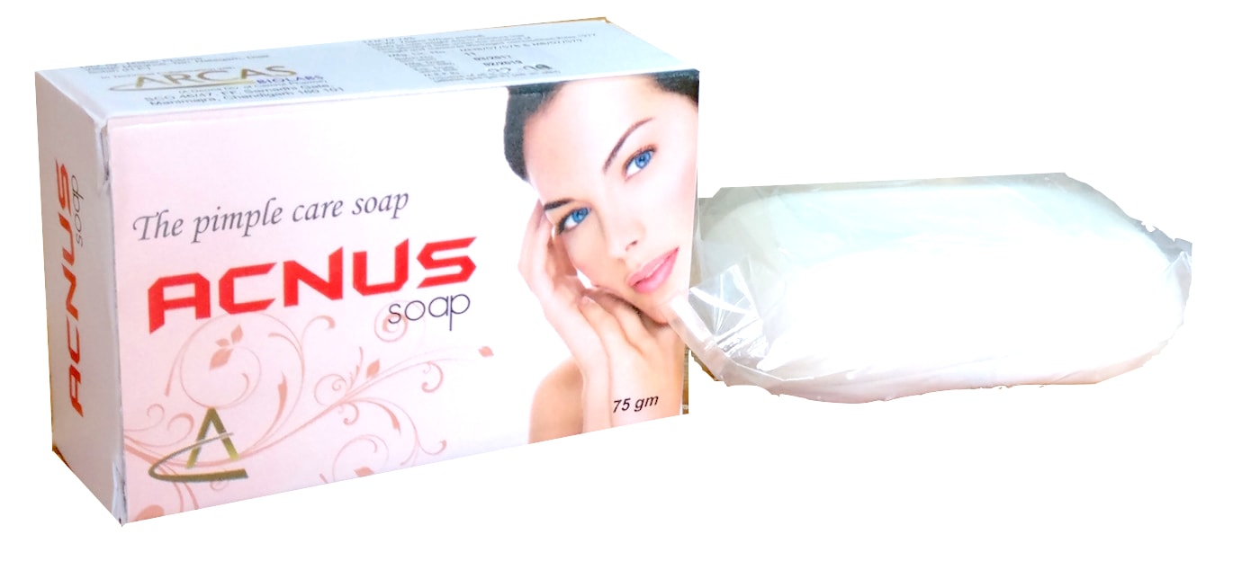 Acnus Soap — Triclosan + Zinc Oxide + Tea Tree Oil + Wheat Germ from Trumac Healthcare PCD Pharma Franchise India
