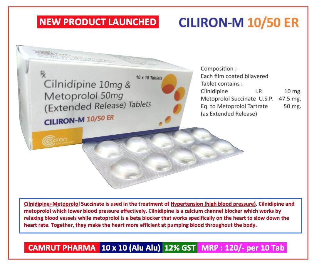 Cilnidipine 10 mg + Metoprolol 50 mg (Extended Release) Tablet — manufactured by Trumac Healthcare