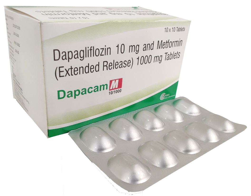 Dapacam-M 10/1000 Tablet — Dapagliflozin 10 mg + Metformin 1000 mg (Extended Release) from Trumac Healthcare PCD Pharma Franchise India