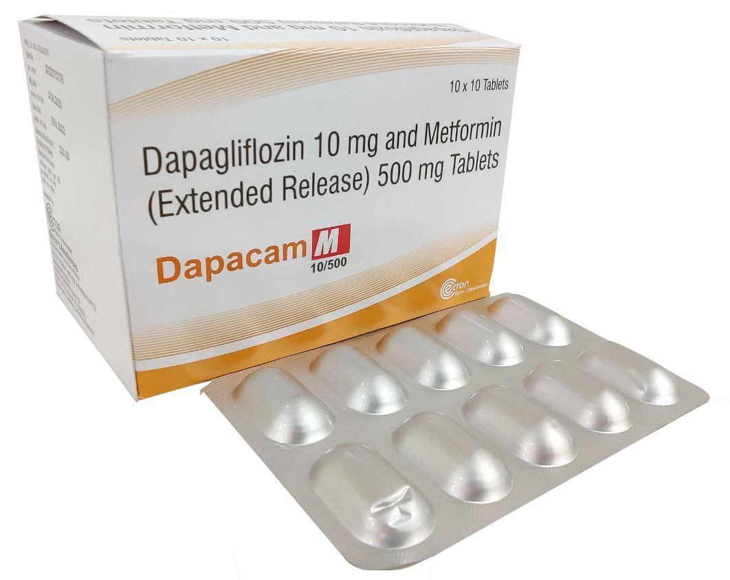 Dapacam-M 10/500 Tablet — Dapagliflozin 10 mg + Metformin 500 mg (Extended Release) from Trumac Healthcare PCD Pharma Franchise India