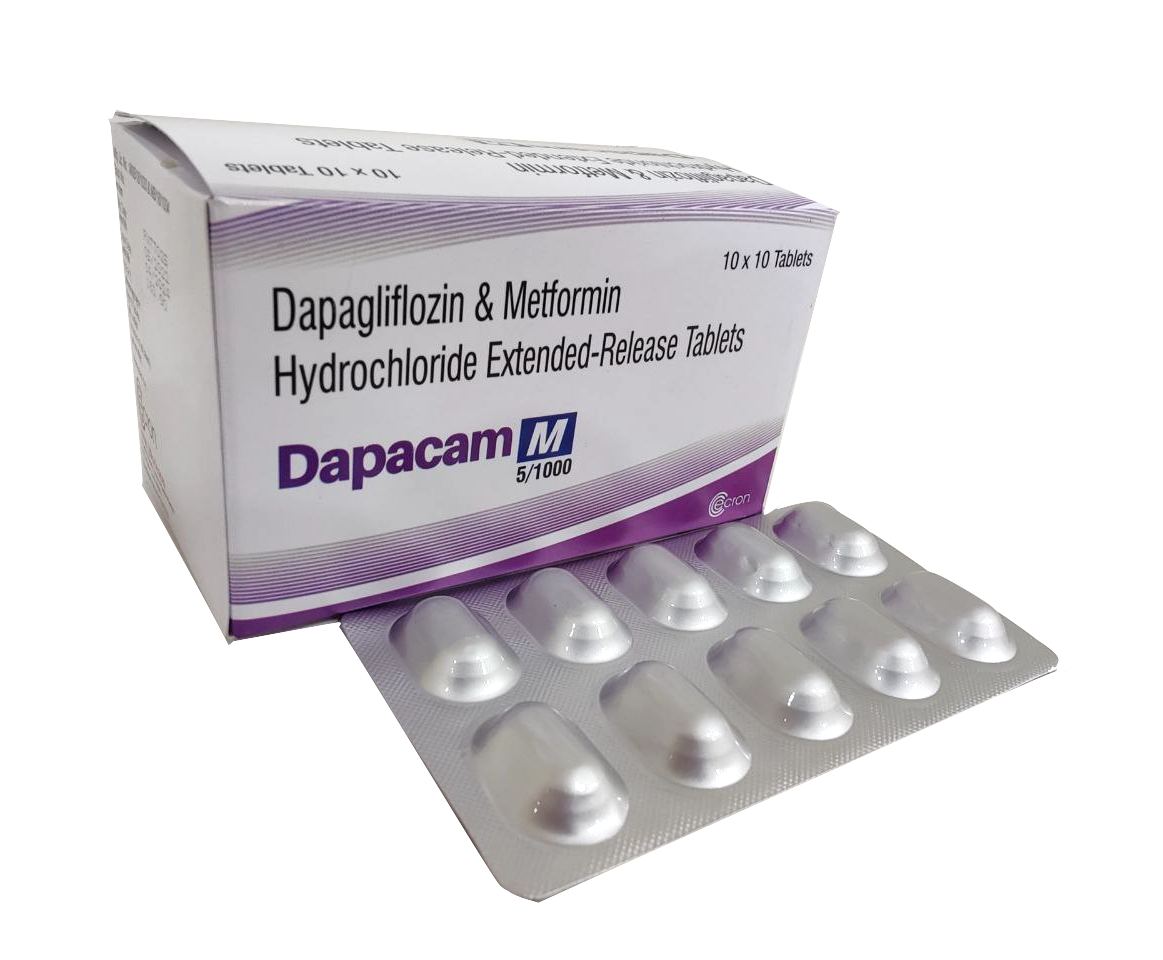 Dapacam-M 5/1000 Tablet — Dapagliflozin 5 mg + Metformin 1000 mg (Extended Release) from Trumac Healthcare PCD Pharma Franchise India