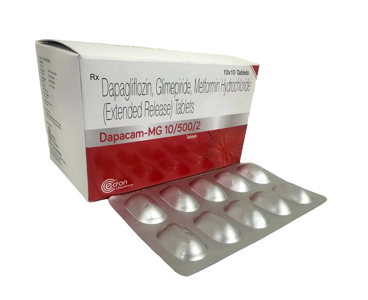 Dapagliflozin 10 mg + Metformin 500 mg (Extended Release) + Glimepiride 2 mg Tab Tablet — manufactured by Trumac Healthcare