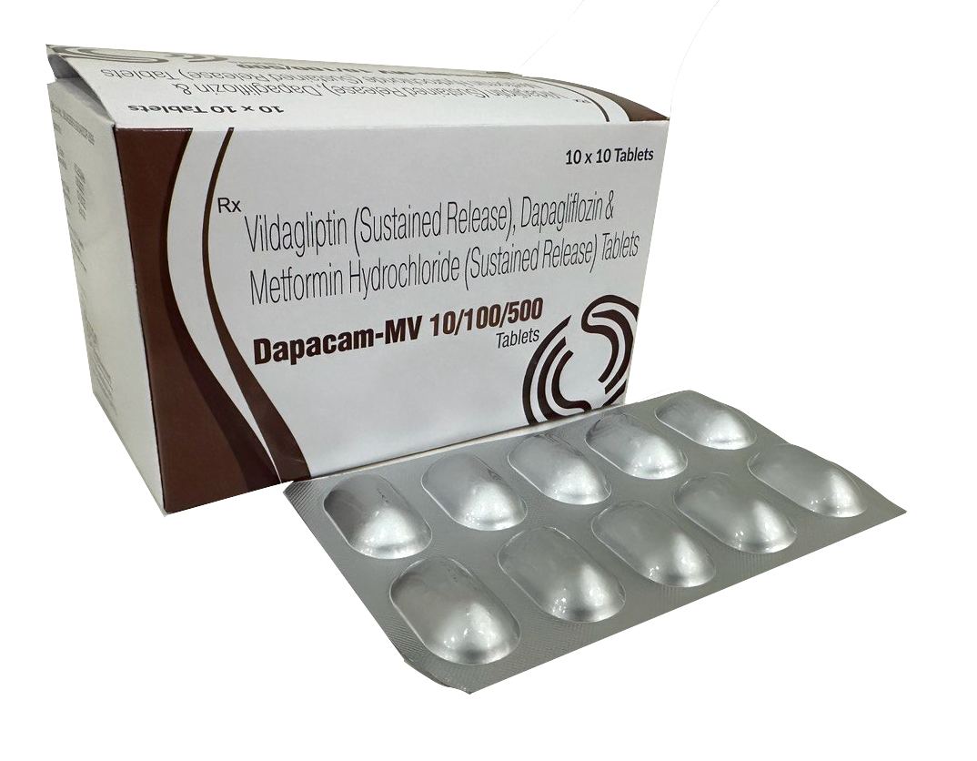 Dapagliflozin 10 mg + Vildagliptin 100 mg + Metformin 500 mg SR Tab Tablet — manufactured by Trumac Healthcare