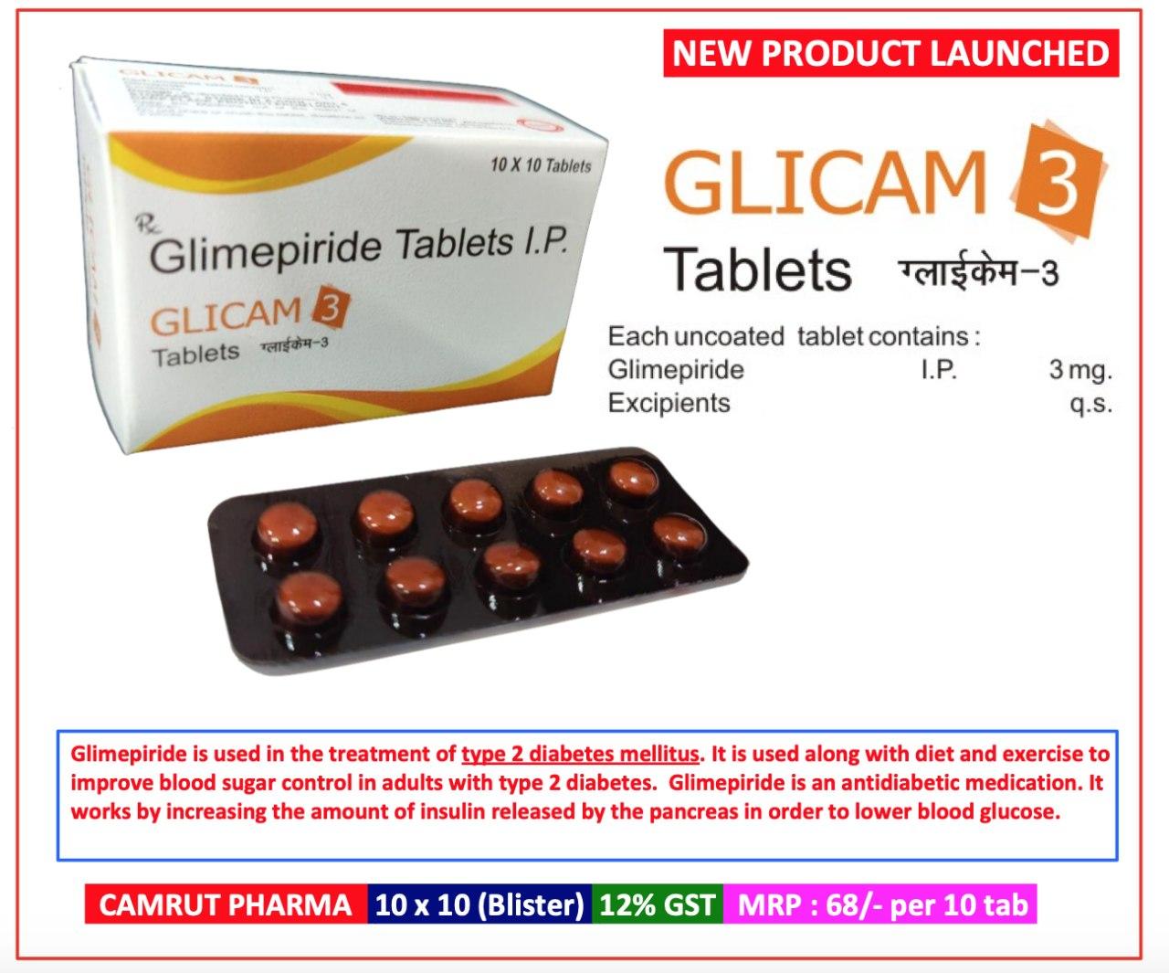 Glimepiride 3 mg Tablet — manufactured by Trumac Healthcare