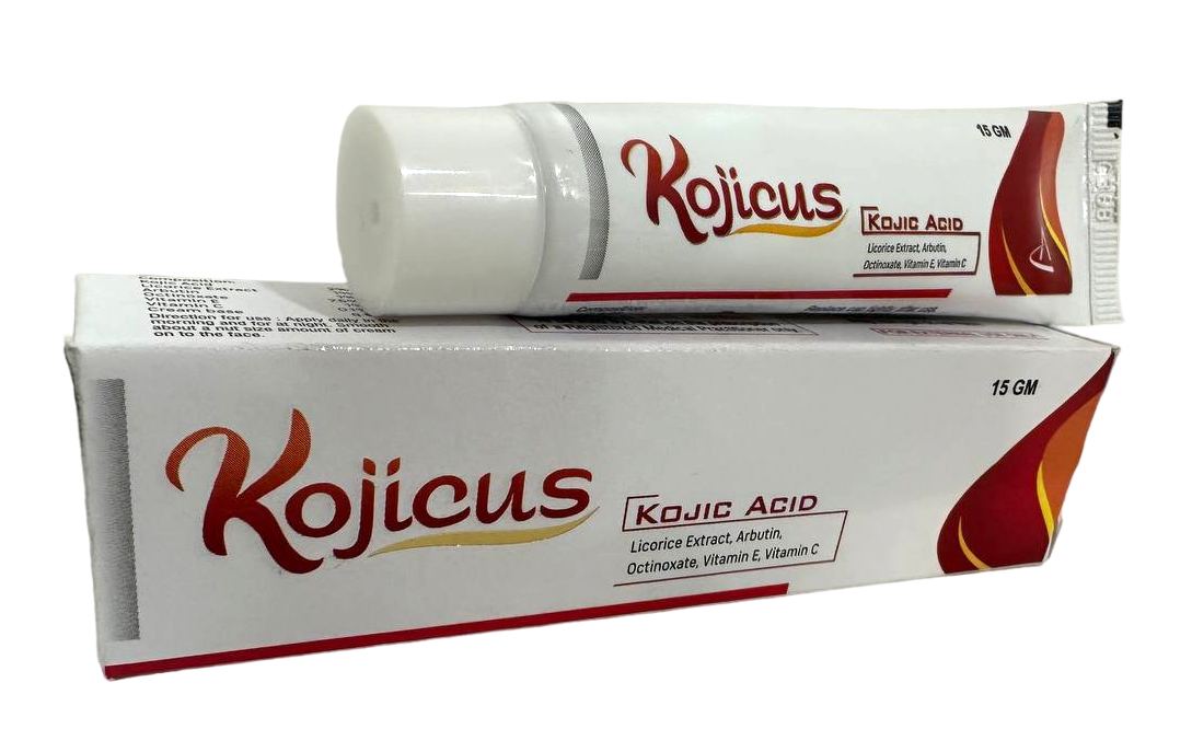 Kojicus Cream — Kojic Acid 2%, Licorice Extract 1%, Vitamin E 1%, Mulberry Extract 1%, Octinoxate 7.5%, Vitamin C 0.1% (Cream) from Trumac Healthcare PCD Pharma Franchise India