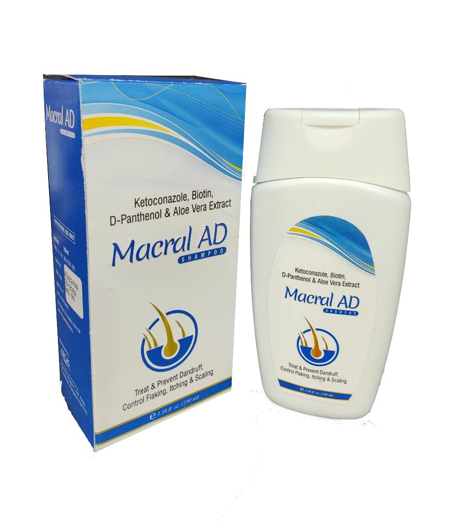 Macral-AD Shampoo — Ketoconazole + Biotin + D-Panthenol + Aloe Vera Extract Shampoo from Trumac Healthcare PCD Pharma Franchise India
