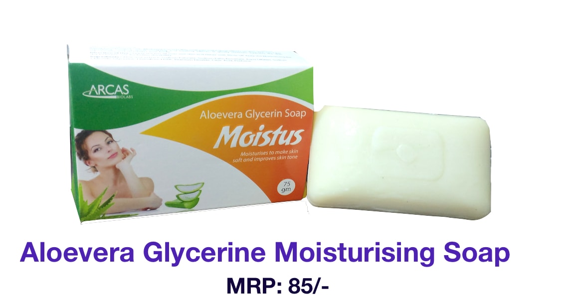 Moistus Soap — Vitamin E + Glycerine + Aloevera Moisturising Soap from Trumac Healthcare PCD Pharma Franchise India