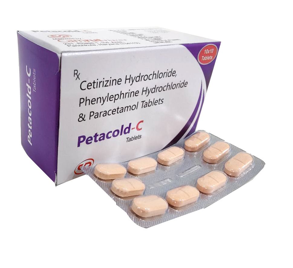 Petacold-C Tablet — Paracetamol 325 mg + Phenylephrine 5 mg + Cetirizine 5 mg from Trumac Healthcare PCD Pharma Franchise India