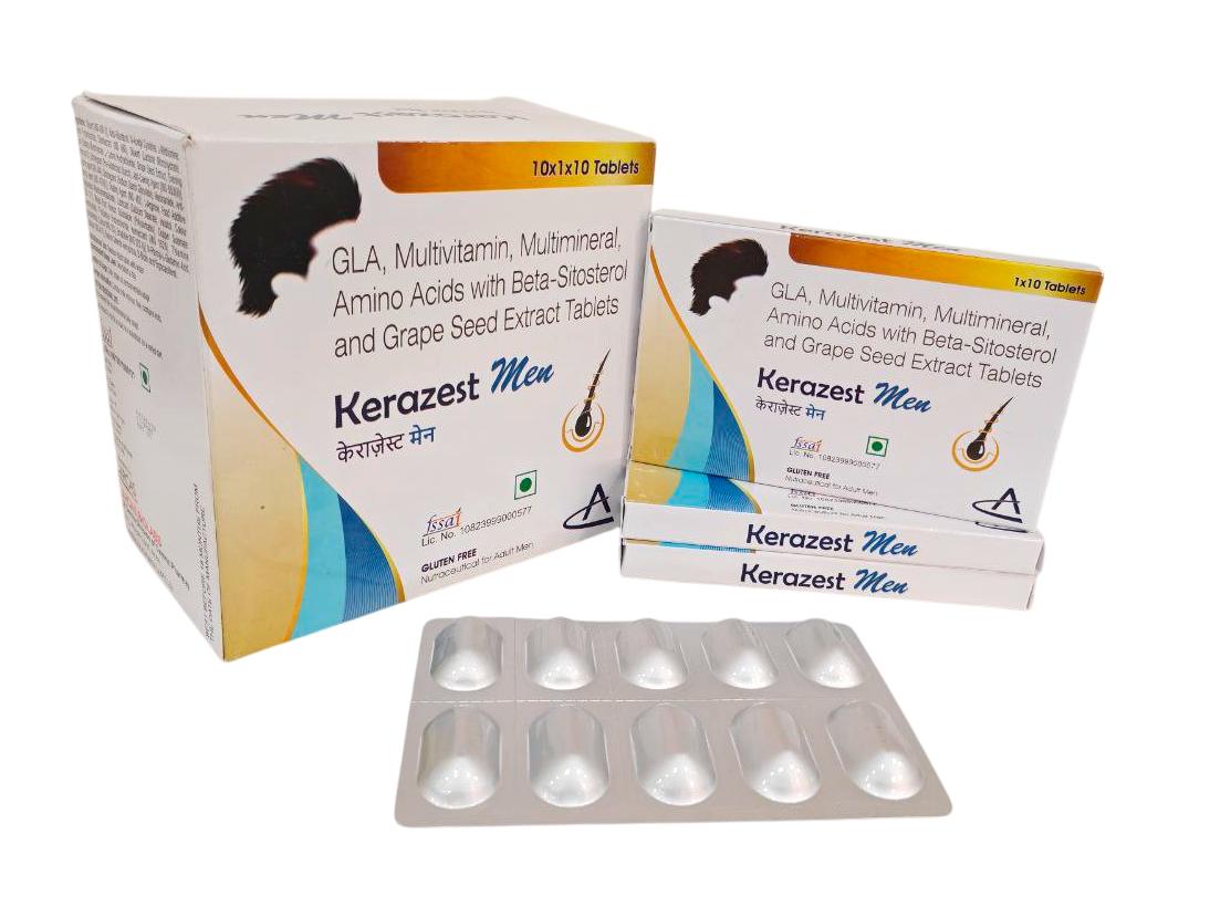 GLA + Multivitamin + Multiminerals + Amino Acids with Beta-Sitosterol + Grape Seed Extract Tablets Same as Keraglow-Men Tab (IPCA) Tablet — manufactured by Trumac Healthcare