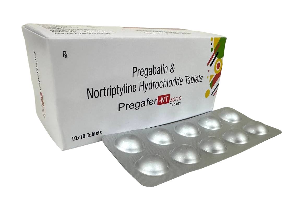 Pregafer-NT 50/10 Tablet — Pregabalin 50 mg + Nortriptyline 10 mg from Trumac Healthcare PCD Pharma Franchise India